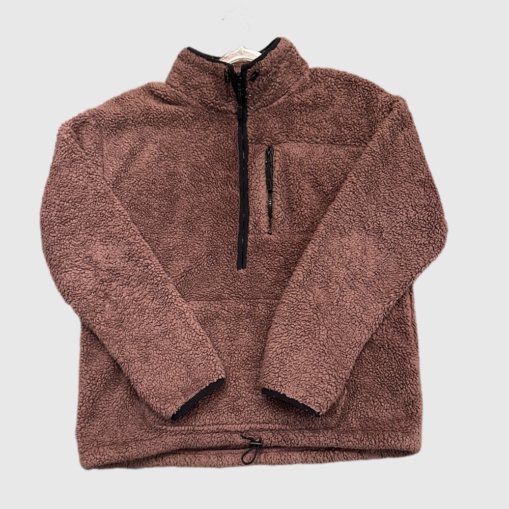 Burgundy sweater. Looks good and is comfortable.